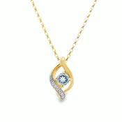 9ct CZ &amp; Sky Blue Topaz Swirl Pendant image