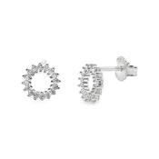 Sterling Silver Open Cubic Zirconia Circle Earrings image