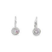 Sterling Silver Drop Halo Cubic Zirconia Earrings image