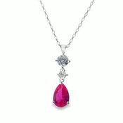 Sil Pdant Drop Cz/Red Pear/Rd image