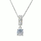 Sterling Silver Drop Round 5mm Cubic Zirconia With Cubic Zirconia Baile on Pendant image