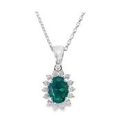 Sterling Silver Cubic Zirconia And Green Cluster Pendant image