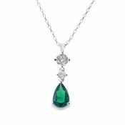 Sil Pdant Drop Cz/Grn Pear/Rd image