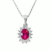 Sterling Silver Red +  Cubic Zirconia Cluster Pendant image