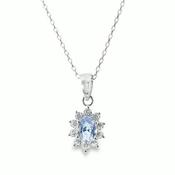 Sterling Silver Light Blue +  Cubic Zirconia Cluster Pendant image