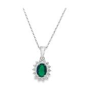 Sterling Silver Green +  Cubic Zirconia Cluster Pendant image