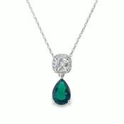 Sil Pdant Grn Pear Cz Halo image