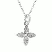 Sterling Silver Cubic Zirconia Leaf Pendant