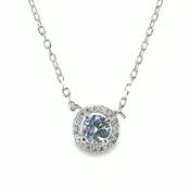 Sterling Silver Round CZ Halo Pendant image