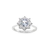 Sterling Silver Light Blue CZ Flower Cluster Ring image