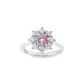 Sterling Silver Pink Flower Cluster Ring image