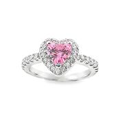 Sterling Silver Pink CZ Heart Cluster Ring image
