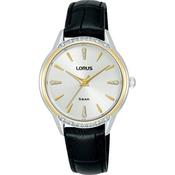 Ladies Lorus White Dial CZ Bezel Black Strap image