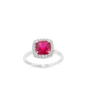 Sil Ring Red/Cz Cush Clus image