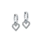Ted Baker Amora Silver Plated CZ Open Heart Huggie Drop Earrings image