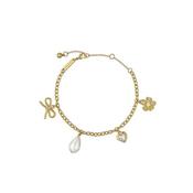 Ted Baker Gold Plated Isabella Bow, Heart, Pearl &amp; Flower CharmBracelet image