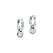 Ted Baker Harper Silver Plated CZ Heart Huggie Drop Earrings image