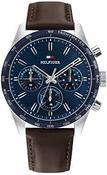 Gents Tommy Hilfiger Hamilton Blue Chronograph Watch With Brown Strap image