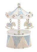 Silver Plated Blue Carousel Music Box Christening Gift