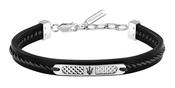 Gents Maserati Black Leather and Stainless Steel Bracelet image