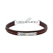 Gents Maserati Brown Leater and Stainless Steel Bracelet