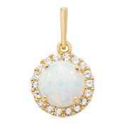 9ct Round Opal Pendant With CZ Halo image