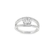 Sterling Silver Oval East West CZ Ring with Open CZ Shoulders image