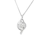 Sterling Silver Pear Cut CZ Pendant with CZ Halo image
