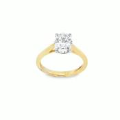 9ct Cultured Diamond 4 Claw Oval Cut Solitaire Ring 1.50ct image