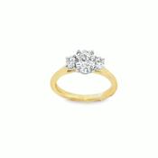 9ct 3 Stone Cultured Oval Centre Diamond Ring With Natural Diamond Oval Cut Shoulders 1.30ct