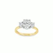 9ct 3 Stone Oval Cultured Diamond Ring With Oval Cut Shoulders 2.02ct
