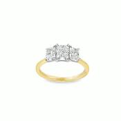 9ct 3 Stone Radiant Cut Cultured Diamond Ring With Radiant Cut Shoulders 1.63ct