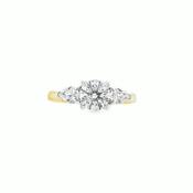 9ct 3 Stone Round Brilliant Cut Centre Cultured Diamond Ring With Cultured Pear Cut Shoulders 1.51ct
