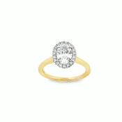 9ct Oval Cut Cultured Diamond Ring With Halo 1.21ct