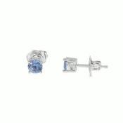 Sterling Silver CZ 5mm Round Light Blue Stud Earrings