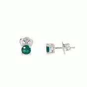 Sterling Silver CZ 5mm Round Green Stud Earrings
