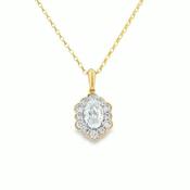 9ct CZ Oval Antique Style Pendant With Halo