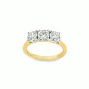 9ct Yellow Gold Round Brilliant Three Stone Diamond Ring 1.52ct image