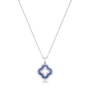 Sterling Silver Blueand White CZ Open Clover Necklet image