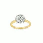 9ct Yellow Gold Round Brilliant Halo Diamond Ring .89ct image