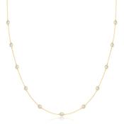 9ct Yellow Gold Rubover CZ Scatter Necklet