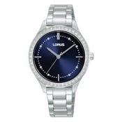 Ladies Stainless Steel Lorus CZ Bezel Blue Dial Watch image