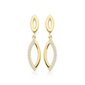 9ct Yellow Gold Double Marquise Shape Drop Earring with CZ Detail