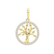 9ct Yellow Gold CZ Tree Of Life Pendant