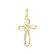 9ct Yellow Gold Open CZ and Polished Cross Pendant image