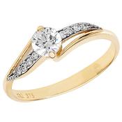 9ct Yellow Gold CZ Solitaire Ring with Open CZ Shoulders image