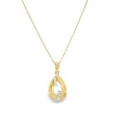 9ct Open Pear Diamond Swirl Pendant 0.04ct image