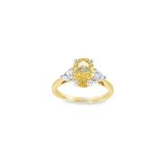 9ct Oval Cultured Fancy Vivid Yellow Diamond Ring With Cultured Heart Cut Diamond Shoulders 2.50ct image