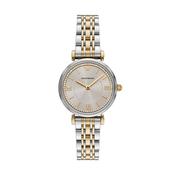 Ladies Two Tone Armani Gianni Round Dial Watch With CZ Bezel image