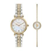 Ladies Two Tone Armani Gianni Mother Of Pearl  Dial Watch Set With Mother Of Pearl Bracelet image